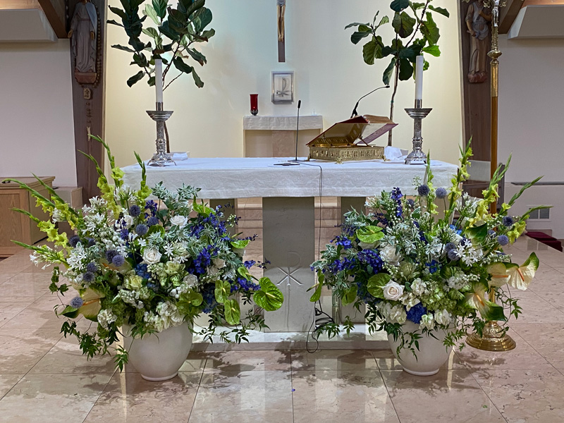 tribute-flowers-church